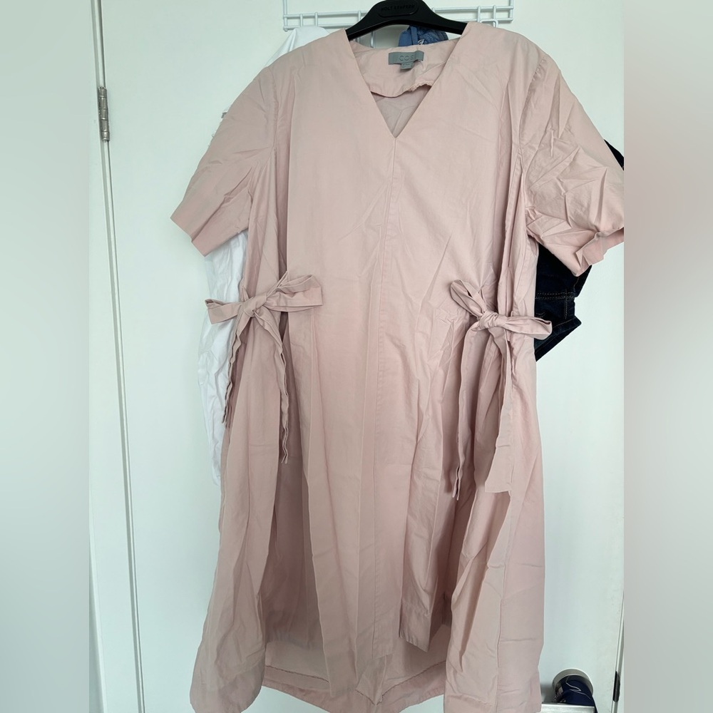 COS Pale Blush Midi Dress with Side Ties